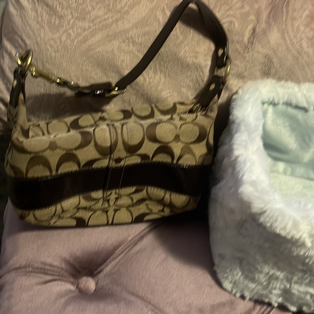 Authentic. coach mini arm pouch!! Beautiful multi color.  satin. inside!! - Picture 4 of 4